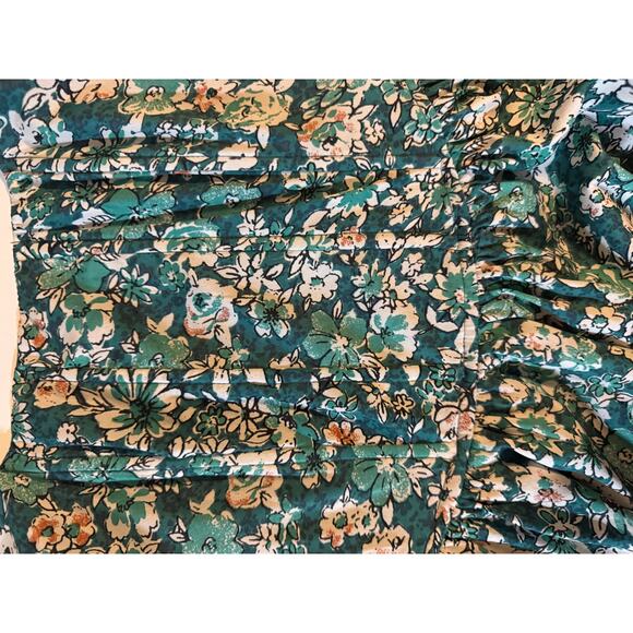 Land of the Free Women's Green Floral Tank Ruffled Lines Short Dress Large - Picture 8 of 13